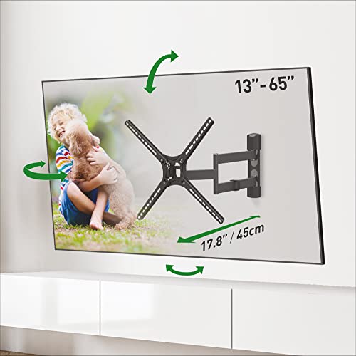 Barkan TV Wandhalterung, 13-65 Zoll Schwenkbar/Neigbar/Vollbewegung flach & Curved Fernseher TV Halterung, hält bis 40Kg, Patentierter, für LED OLED LCD, Max. VESA 400x400 von Barkan