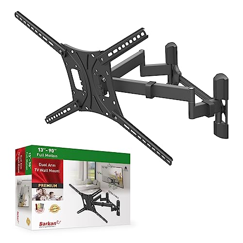 Barkan TV Wandhalterung, 13 - 90 Zoll Doppelarm, Schwenkbar / Vollbewegung flach & Curved Fernseher TV Halterung, hält bis 60Kg, Extra stabil, für LED OLED LCD, Max. VESA 600x400 Barkan TV Wandhalterung, 13 - 90 Zoll Doppelarm, Schwenkbar / Vollbewegung flach & Curved Fernseher TV Halterung, hält bis 60Kg, Extra stabil, für LED OLED LCD, Max. VESA 600x400 von Barkan