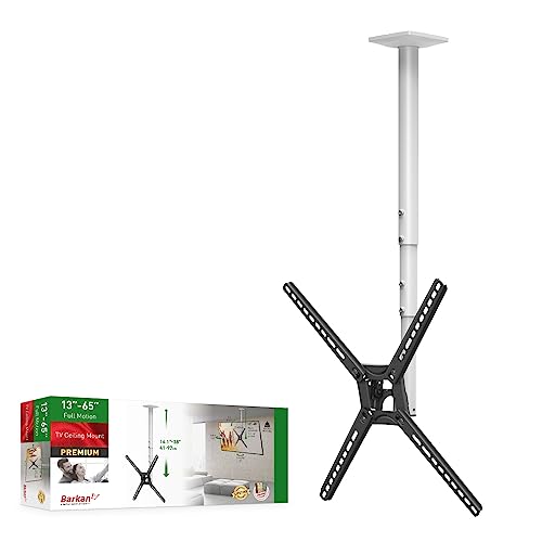 Barkan lange Weiß TV Deckenhalterung, 29 - 65 Zoll Neigbar / Vollbewegung flach & curved Fernseher TV Halterung, hält bis 40Kg, Teleskop Höhen-verstellbare , für LED OLED LCD, Max. VESA 400x400 Barkan lange Weiß TV Deckenhalterung, 29 - 65 Zoll Neigbar / Vollbewegung flach & curved Fernseher TV Halterung, hält bis 40Kg, Teleskop Höhen-verstellbare , für LED OLED LCD, Max. VESA 400x400 von Barkan