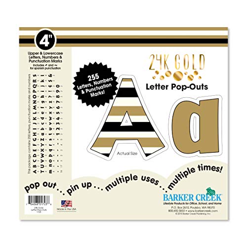 Barker Creek Letter Pop-Outs, 4" Gold, Multicolor Designer Letters for Bulletin Boards, Breakrooms, Reception Areas, Signs, Displays, and More! 4", 255 Characters per Set (1723) von Barker Creek