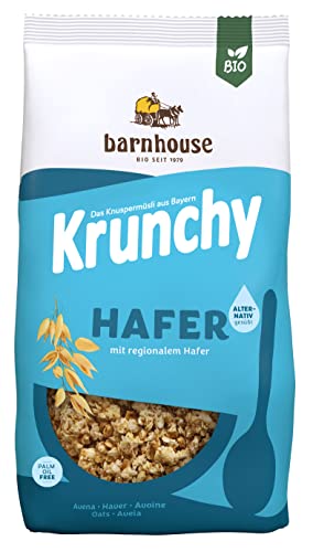 Barnhouse Krunchy Hafer alternativ gesüßt, Bio Hafer-Knuspermüsli aus Bayern, nur mit Reissirup gesüßt, 1 x 750 g von Barnhouse