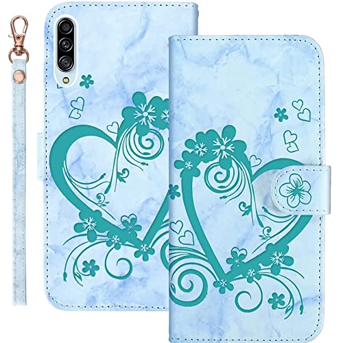 Bartern Handyhülle für Samsung Galaxy A90 5G Klappbar,Herz(Liebe)+ Blumen Samsung A90 5G Hülle,PU Leder Wallet Schutzhülle Tasche Klapphülle mit Kartenfach Magnetverschluss Standfunktion,Grün von Bartern