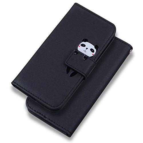 Bartern Handyhülle für iPhone 12/iPhone 12 Pro,iPhone 12/12 Pro Hülle,Karikatur Panda PU Leder Klappbar Wallet Schutzhülle Tasche Klapphülle mit Magnetisch Kartenfach Standfunktion,Schwarz von Bartern