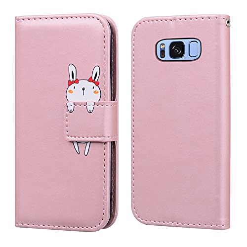 Bartern Samsung Galaxy S8 Hülle,Süße Karikatur Klapphülle Flip Cover Case,Magnet Handyhülle mit Kartenfach Standfunktion Schutzhülle PU Leder Wallet Case für Samsung S8,Rosa von Bartern