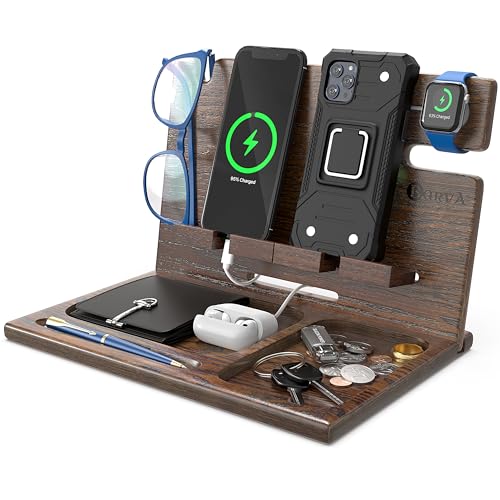 BarvA Holz-Dockingstation für zwei Handys, Smartwatch-Halter, für Herren, Ladezubehör, Nachtständer, Vater Mobile Gadget-Organizer, Tablet-Aufbewahrung, Kommode, für Erwachsene, Abschluss, Geschenk BarvA Holz-Dockingstation für zwei Handys, Smartwatch-Halter, für Herren, Ladezubehör, Nachtständer, Vater Mobile Gadget-Organizer, Tablet-Aufbewahrung, Kommode, für Erwachsene, Abschluss, Geschenk von BarvA