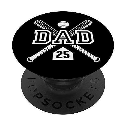 Baseball Dad Softball Dad #25 Trikot Größter Fan Favorit PopSockets Klebender PopGrip von Baseball Softball Dad Biggest Fan Numbered Shirts
