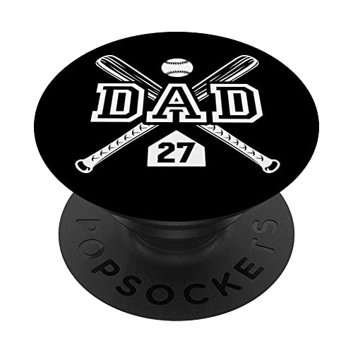 Baseball Dad Softball Dad #27 Trikot Größter Fan Favorit PopSockets Klebender PopGrip von Baseball Softball Dad Biggest Fan Numbered Shirts