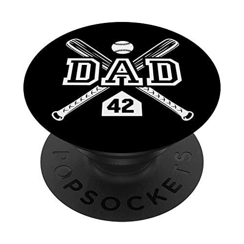 Baseball Dad Softball Dad #42 Trikot Größter Fan Favorit PopSockets Klebender PopGrip von Baseball Softball Dad Biggest Fan Numbered Shirts