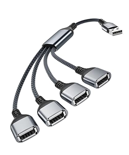 Basesailor 4 Port USB Splitter Y Kabel 1M,USB A 1 Stecker zu 4 Buchse Port Verlängerungs Lade Adapter Verteiler,USB Datenhub Fach Dock Power Hub für Mac Pro/Mini,Macbook,Auto,Xbox One X S,PS4,PS5,2 von Basesailor