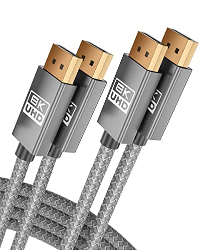 Basesailor 8K 60Hz DisplayPort Kabel 2M 2-Stück,DP 1.4 Stecker Ultra High Speed Cable für Laptop/PC/TV/Gaming Monitor,Unterstützung 32.4Gbps HBR3 Bandbreite,4K@144Hz,2K@165Hz (DP 1.2 Kompatible) von Basesailor