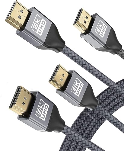 Basesailor 8K 60Hz HDMI Kabel 1M (2 Stück),48Gbps 7680P Ultra High Speed HDMI 2.1 Cord mit Dolby Vision,(HDMI 2.0/4K 120Hz) Kompatibel mit Apple TV,Roku,Samsung QLED,Sony LG,PS4,PS5,Xbox One Series X von Basesailor