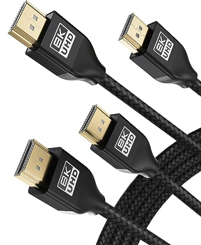 Basesailor 8K 60Hz HDMI Kabel 2M (2 Stück),48Gbps 7680P Ultra High Speed HDMI 2.1 Cord mit Dolby Vision,(HDMI 2.0/4K 120Hz) Kompatibel mit Apple TV,Roku,Samsung QLED,Sony LG,PS4,PS5,Xbox One Series X von Basesailor