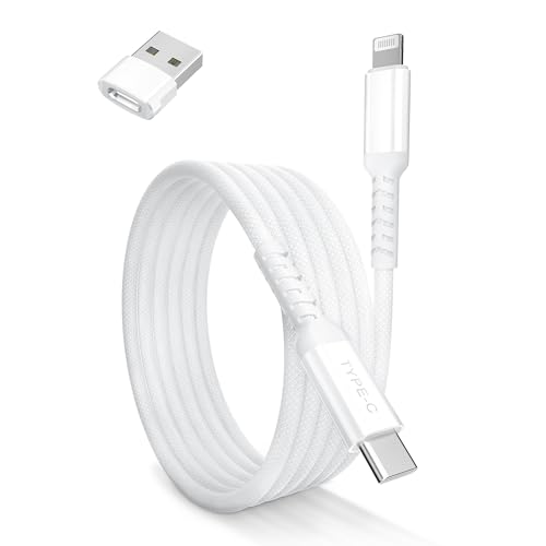 Basesailor Für iPhone 13 Ladekabel, USB C zu Lightning Kabel 2M mit USB A Adapter,Kurz Typ C Netzteil PD Schnellladekabel für iPhone 13 12 11 Xr Xs Mini Pro Max Plus,A/PPLE IOS Airpods 3 2,iPad 8 9 von Basesailor