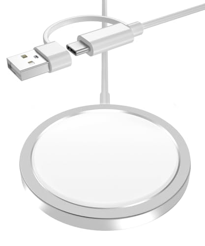Basesailor Magnetisches Kabellose Ladegerät 1.5M mit USB C Adapter,Magnetic Wireless Charger Kabel Pad für iPhone 15 14 13 12 Max Mini,AirPod Pro 3,Apple Watch S9 S8,Samsung Galaxy S24 S23 Plus Ultra von Basesailor