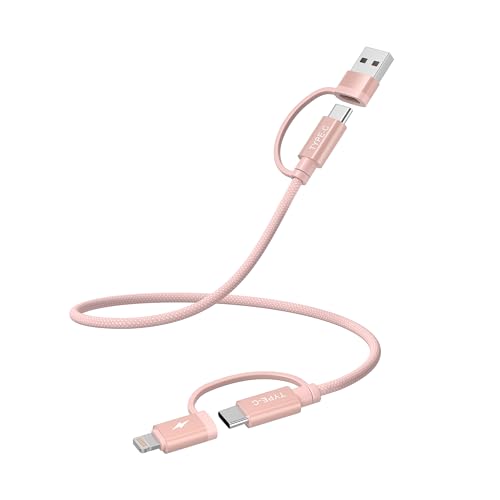 Basesailor Kindle Fire Multi USB C Ladekabel 0.3M,60W 4 in 1 Typ C Kabel mit USB-A/Lightning Adapter,USBC Universal Schnellladekabel für Paperwhite 11th 2021 12th 2022 2024,Samsung Tab S7,S23 S22 S21 von Basesailor