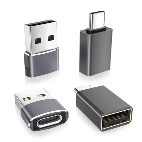 Basesailor USB zu USB C Adapter und USBC Stecker zu USB A Buchse 4 Pack,iPhone 16 15 Ladegerät,Typ C Thunderbolt 4 OTG Netzteil für Apple 14 13 Pro Max Mini,iPad,iWatch 10 9,MacBook,Samsung Galaxy S25 von Basesailor
