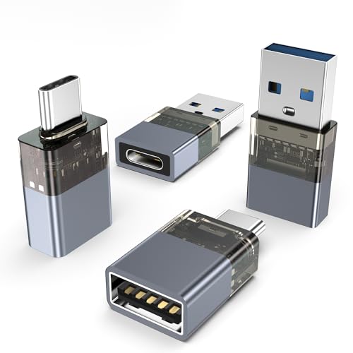 Basesailor USB 3.0 auf USB C Adapter und USBC Stecker zu USB A Buchse 4 Pack,iPhone 16 15 Ladegerät,Typ C Thunderbolt 4 OTG Netzteil für Apple 14 13 Plus Pro Max Mini,iPad,AirPods,iWatch 10 9,MacBook von Basesailor
