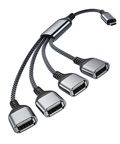 Basesailor USB C Stecker auf Vier USB Buchsen Kabel Adapter 1M, Thunderbolt 3 4 A 2.0 Port Splitter Dongle Konverter Anschluss Mehrere Multi Hub für iMac,MacBook,Sumsung Galaxy S23 S22 A54 Note 20 von Basesailor