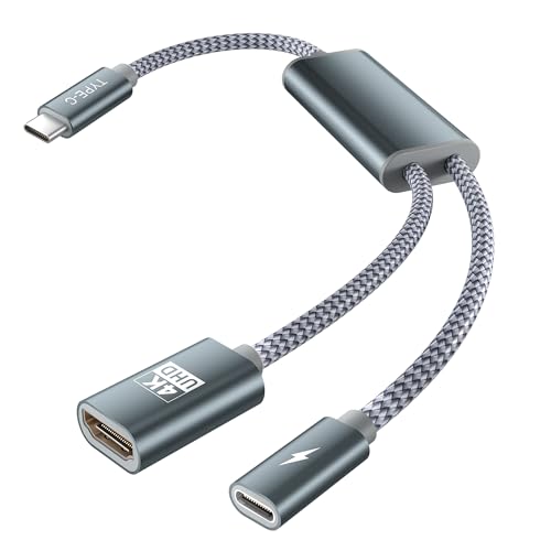 Basesailor USB C zu HDMI Adapter,2 in 1 USBC Stecker auf 4K HDMI Buchse MHL mit 100W PD Ladeanschluss,Typ C Thunderbolt 3 für iPhone 15 Pro Max Plus,MacBook,iPad 11,Samsung A54 S24,Dell XPS,Steam Deck von Basesailor