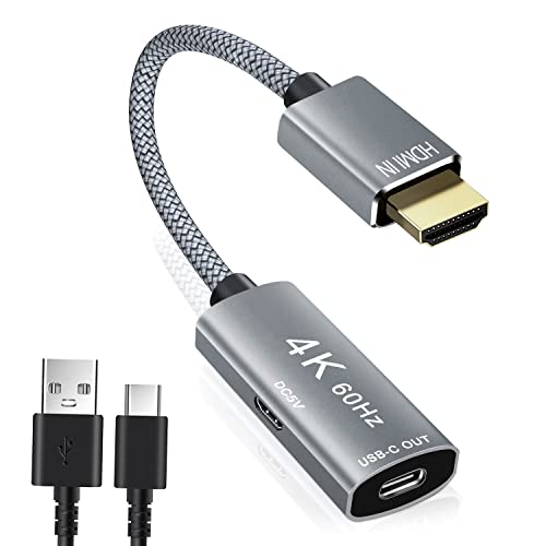 HDMI Stecker auf USB-C Buchse mit Typ-C Kabel, HDMI-Eingang auf USB Typ C 3.1-Ausgang konverter, 4K 60 Hz Thunderbolt 3-Adapter für MacBook Pro,Mac Air,Microsoft Surface 5,Xreal Air Adapter von Basesailor