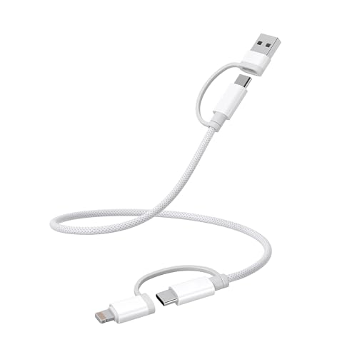 Ladekabel für iPhone 16 15 Pro Max,Basesailor Multi USB C Ladekabel 0.3M,4 in 1 Typ C Kabel mit Lightning Adapter,USBC Universal Schnellladekabel USB A Adapter für iPhone 14 13 12 11 Xr Xs 8 Plus Mini von Basesailor
