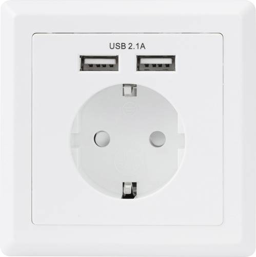 Basetech 1425527 Unterputz-Steckdose mit USB IP20 Weiß von Basetech