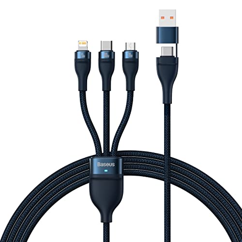 BASEUS Universal Flash Series 3-in-1 Fast Charging Data Cable (USB-A to Micro + Lightning + Type-C) 100W, 1.2m Blue (CAS von Baseus