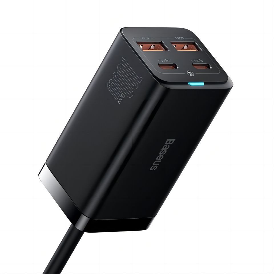 Baseus 100 W, 4-Port PD PPS Power Rapid Charger with GaN, USB-Ladegerät (Desktop Charging Adapter for iPhone 15/14/13, Laptops and more) von Baseus