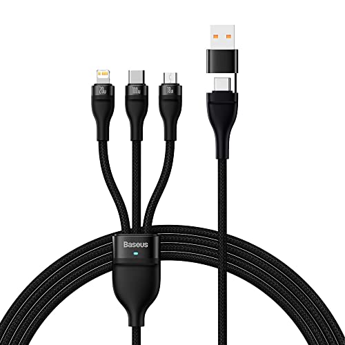 Baseus 3in1 USB Kabel Flash Serie 2, USB-C + Micro USB + Lightning, 100W, 1.2m (schwarz) von Baseus
