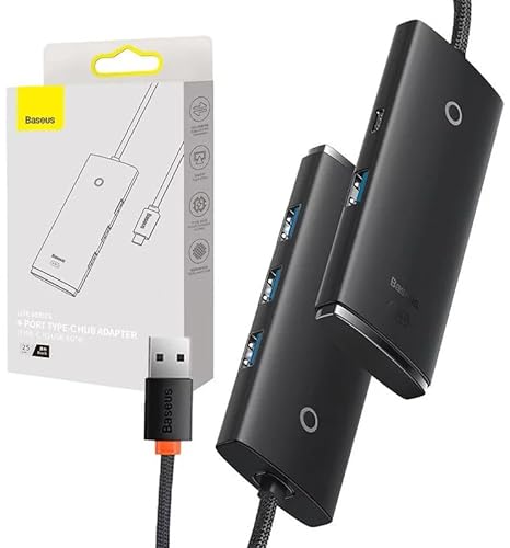 Baseus 4-Port USB-C OS-Lite USB-Hub-Adapter, 25 cm, Schwarz von Baseus