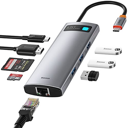 Baseus 8-in-1 USB-C-Hub, USB-C-Adapter mit PD-Anschluss, 100 W, HDMI 4 K, 3 USB-3.0-Ports, SD/TF-Kartenleser, Ethernet RJ45 für MacBook Pro/Air, Surface Pro, iPad Pro und andere Tablets Typ C Baseus 8-in-1 USB-C-Hub, USB-C-Adapter mit PD-Anschluss, 100 W, HDMI 4 K, 3 USB-3.0-Ports, SD/TF-Kartenleser, Ethernet RJ45 für MacBook Pro/Air, Surface Pro, iPad Pro und andere Tablets Typ C von Baseus