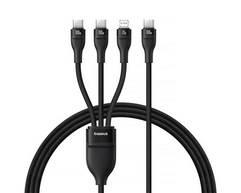 Baseus Baseus Flash Series 3 100W USB-C 3in1 Kabel, 1,5m + 3 x 0,25m, schwarz USB-Kabel von Baseus