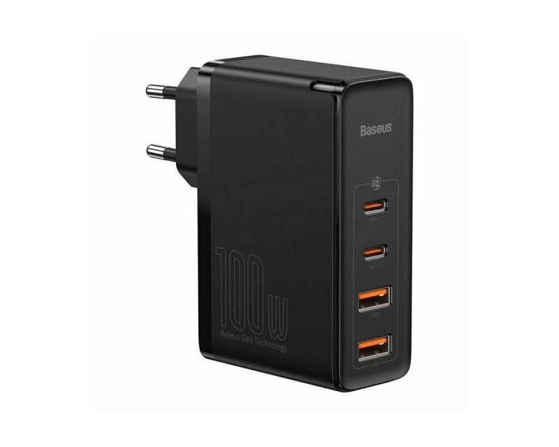 Baseus Baseus Reiseladegerät Schnell 2x USB + 2x USB-C, 100W, EU (Schwarz) Smartphone-Kabel von Baseus