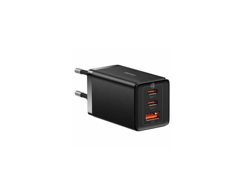Baseus Baseus Schnell Wandladegerät 2xUSB-C + USB, 65W (schwarz) Smartphone-Kabel von Baseus
