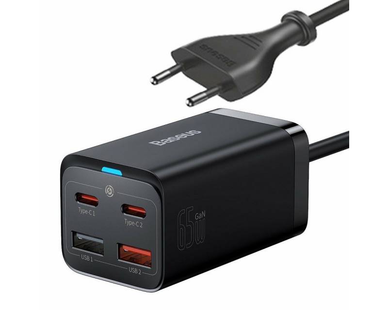 Baseus Baseus Schnellladegerät 2x USB-C, 2x USB, 65W (schwarz) Smartphone-Kabel von Baseus