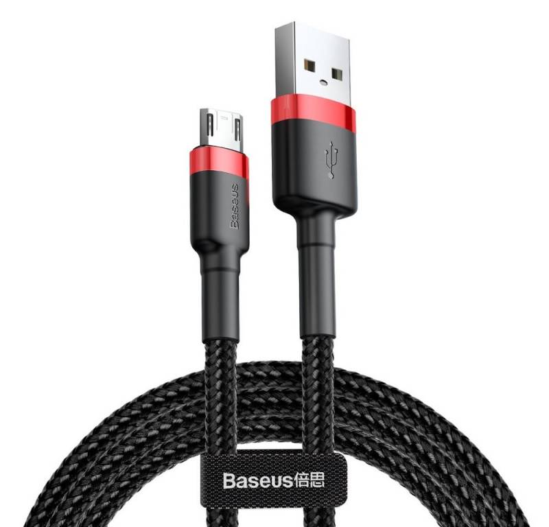 Baseus Cafule Nylon Ladekabel USB / micro USB QC3.0 2.4A 1M schwarz-rot Smartphone-Kabel, (100 cm) von Baseus