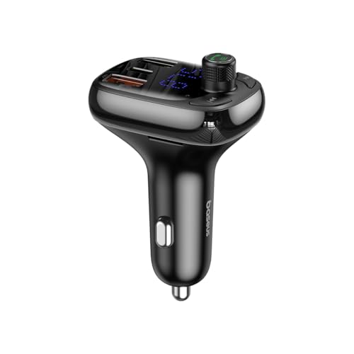 Baseus Car Charger Bluetooth FM Transmitter S-13, BT. 5.0, 10m Range, USB-A QC 12V/ 2.4A, USB-A 5V/ 1.5A, Type-C 12V/ 2.4A, Black (CCMT000101) von Baseus