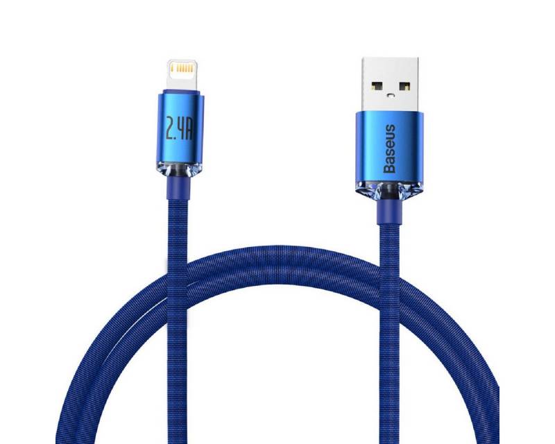 Baseus Crystal Shine Series Kabel USB-Kabel USB zu iPhone 2.4A 1.2m blau USB-Kabel, (120 cm) von Baseus