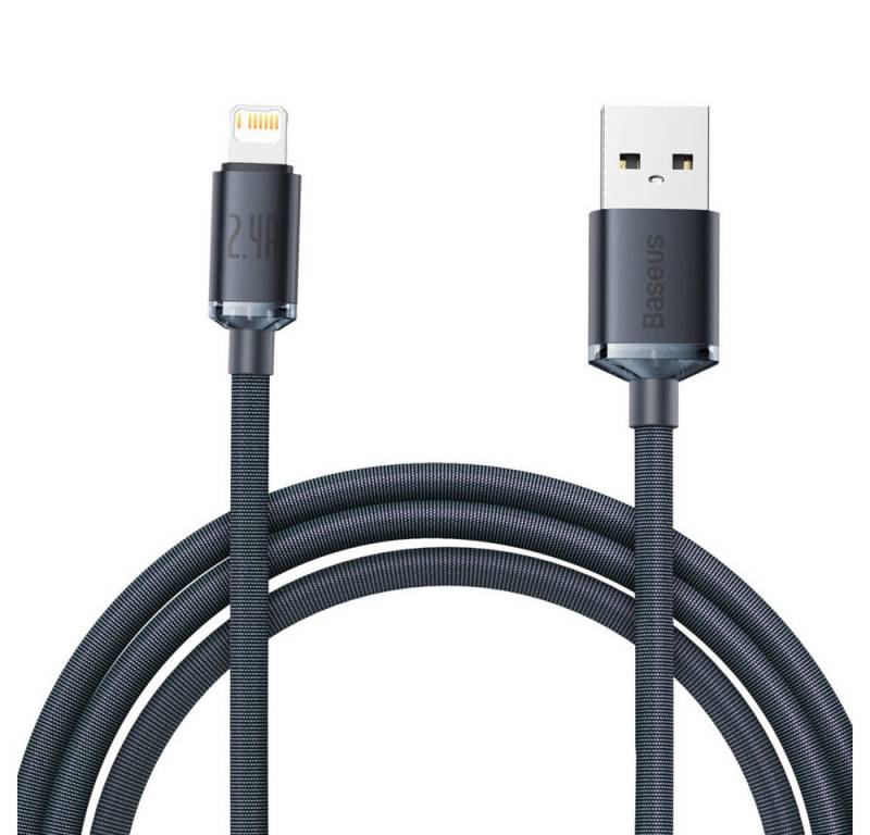 Baseus Crystal Shine USB-A auf iPhone Kabel 2.4A 2m schwarz Smartphone-Kabel, (200 cm) von Baseus