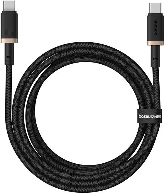 Baseus Dura Typ C auf Typ C 100 W Schnellladekabel 2 m Schwarz, Gold (P10377803U01-02) von Baseus