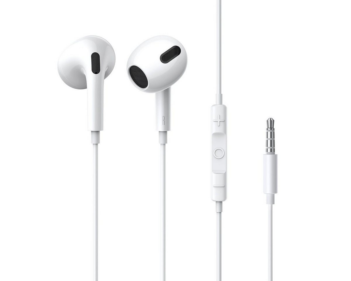Baseus Encok H17 3,5-mm-Kopfhörer mit Miniklinke, weiß On-Ear-Kopfhörer (kabelgebungen, kabelgebunden, Kabel, Wasser- und schweißbeständig, Kabellänge: 1,1 m) von Baseus