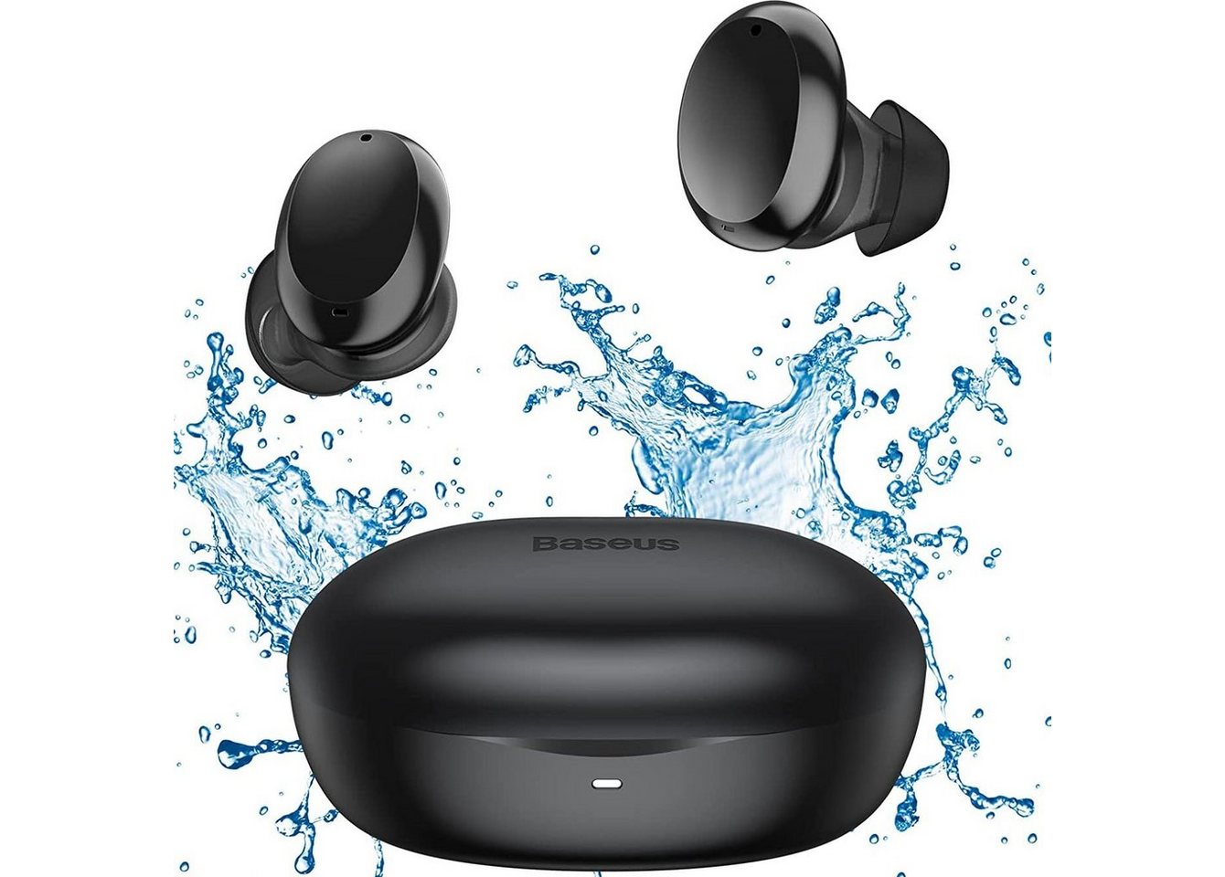 Baseus Encok W11 TWS Wasserdicht IPX8 Schwarz Bluetooth-Kopfhörer (Bluetooth, touch control, Bluetooth 5.0, Wasserfestigkeit IPX4-Klasse, USB Typ C, Reichweite : 10 m, Siri) von Baseus