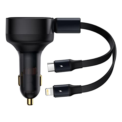 Baseus Enjoyment Kfz-Ladegerät mit Kabel USB-C + Lightning 3A, 30W (schwarz) von Baseus