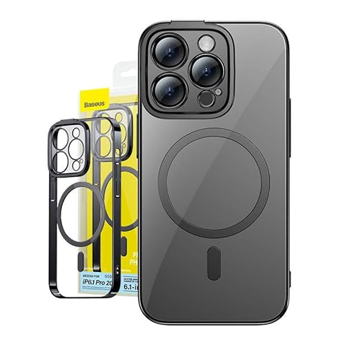 Baseus Glitzer, transparent, magnetisches Case und gehärtetes Glas, Set für iPhone 14 Pro (schwarz) von Baseus