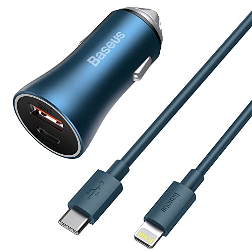Baseus Golden Contactor Pro Lightning Car Car Charger Set Blue von Baseus