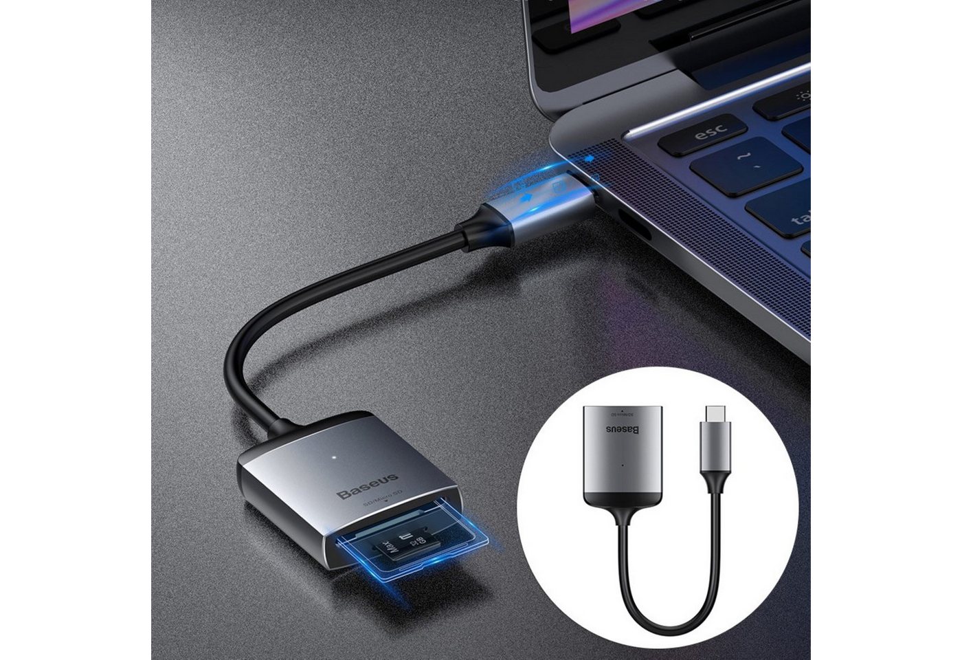 Baseus HUB-Adapter Enjoy-Serie Typ-C-zu-SD/TF-Kartenleser-Adapter USB-Adapter Baseus HUB-Adapter Enjoy-Serie Typ-C-zu-SD/TF-Kartenleser-Adapter USB-Adapter von Baseus