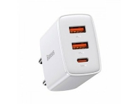 Baseus Ladegerät Baseus Compact Quick Charger, 2xUSB, USB-C, PD, 3A, 30W (weiß) von Baseus