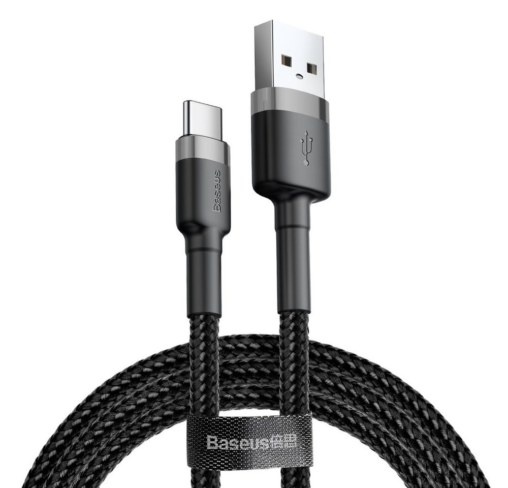 Baseus Ladekabel strapaziertes Nylonkabel USB/USB-C QC3.0 3A 1M schwarz-grau Smartphone-Kabel von Baseus