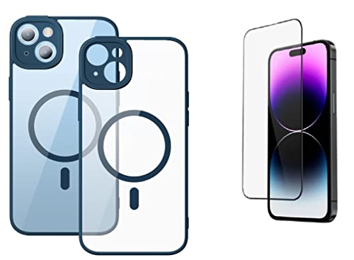 Baseus Magnetisches Gehäuse und gehärtetes Glas für iPhone 14 Pro Max (blau) von Baseus