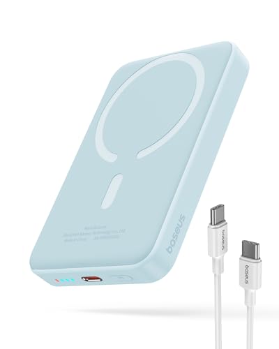 Baseus Magsafe Powerbank 10000mAh, Kabellose Magnetische Powerbank, Externer Akku für iPhone 15/14/13/12 Serie, PD 20W USB-C Mini Powerbank, Hellblau Baseus Magsafe Powerbank 10000mAh, Kabellose Magnetische Powerbank, Externer Akku für iPhone 15/14/13/12 Serie, PD 20W USB-C Mini Powerbank, Hellblau von Baseus